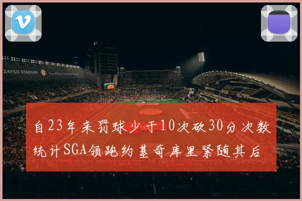 自23年来罚球少于10次砍30分次数统计SGA领跑约基奇库里紧随其后